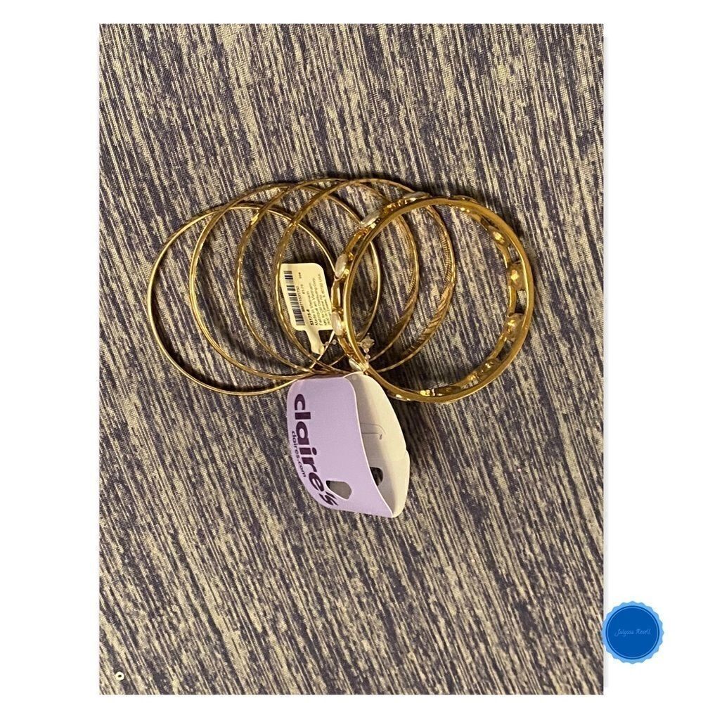 GOLD Textured Bangle Bracelets - Picture 2 of 4
